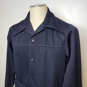 Levi's Pantella Leisure Suit Jacket Navy Blue Medium Big Collar  Shirt-Jac